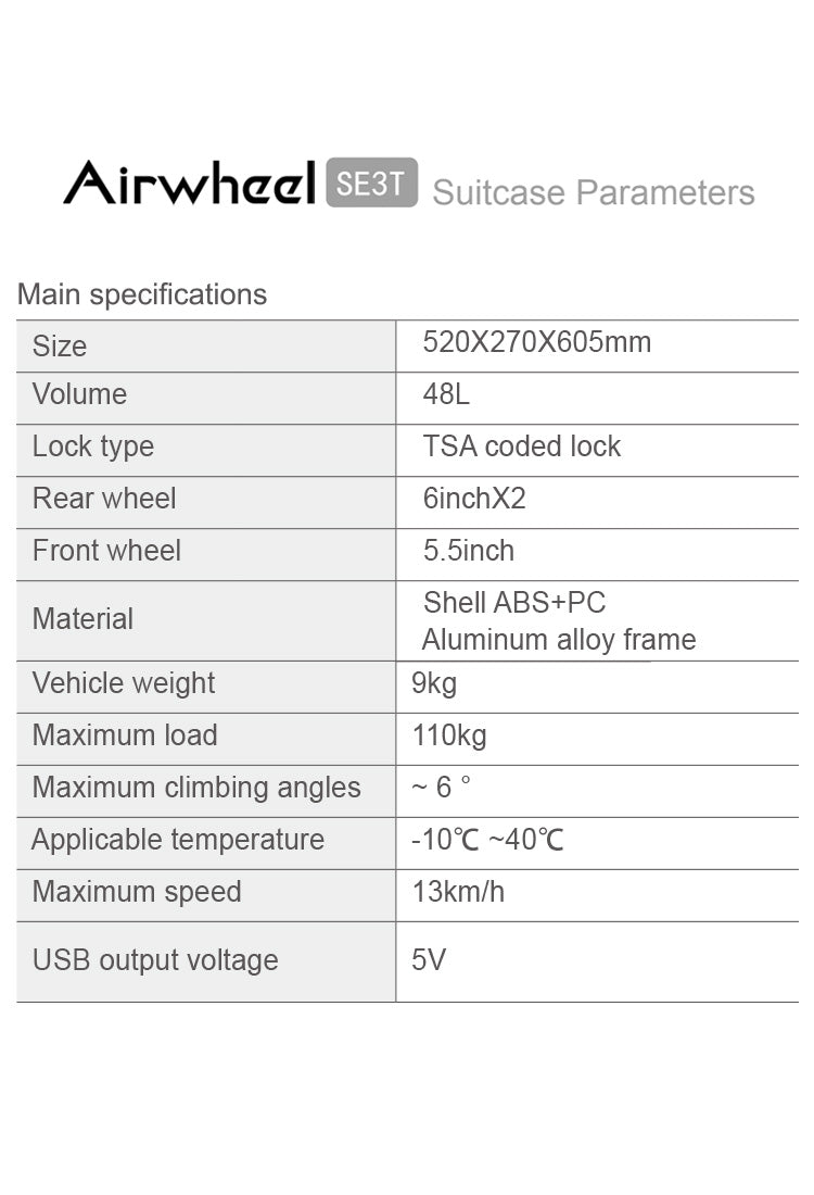 Airwheel-SE3-T-Riding-Suitcase-Technical-Parameters-Mobile